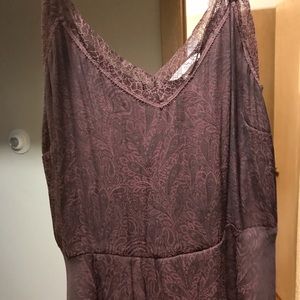 H&M silk purple top with floral details.